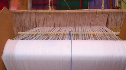 Weaver loom for making carpets Stock Footage 104559576