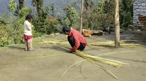 Weaving bamboo Stock Footage 33464316