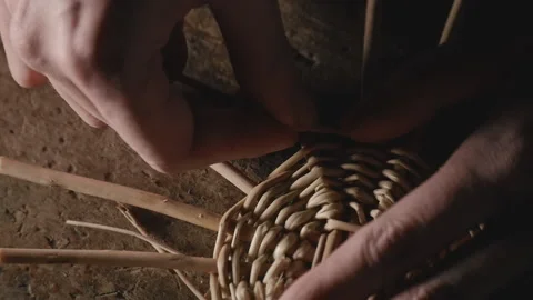 Weaving a basket from willow branches Stock Footage 170202426