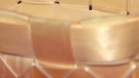 Weaving baskets with your own hands from pine veneer Stock-Footage 110827180