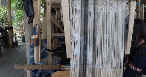 Weaving class at luangprabang, laos. Stock Footage 90664239