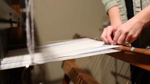 Weaving Close Up Fixing Broken Thread Tracking Stock-Footage 102137060