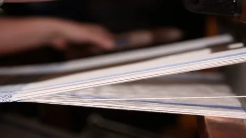 Weaving Close Up Loom And Threads Move Tracking Stock-Footage 102137132