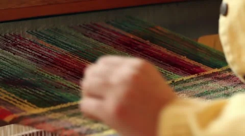 Weaving a colorful towel Stock Footage 48718751