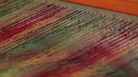 Weaving a colorful towel Stock Footage 48719093