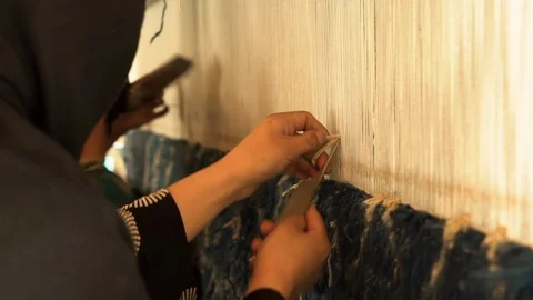 Weaving factory rugs Stock Footage 91305437
