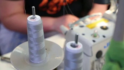 Weaving factory seamstress work Stock Footage