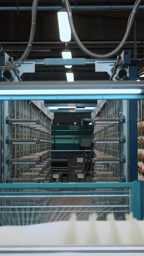 Weaving factory. thread coloring. textile industry. automated work process of Stock Footage 316781820