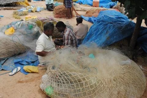 Weaving fishnet Stock Photos
