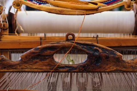 Weaving Loom and thread of yarn Stock Photos