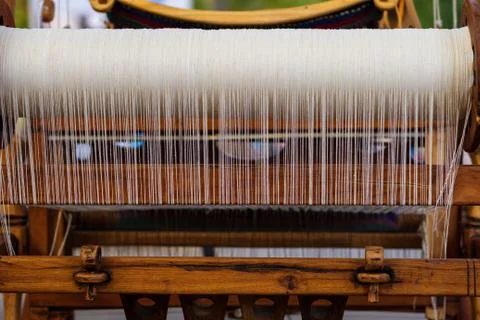 Weaving Loom and thread of yarn Stock Photos