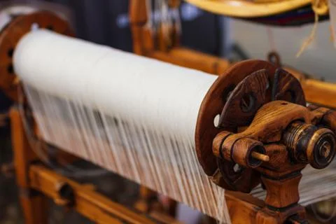 Weaving Loom and thread of yarn Stock Photos