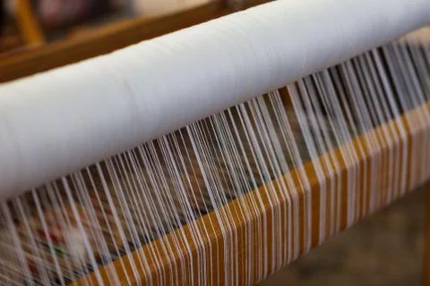 Weaving Loom and thread of yarn Stock Photos