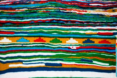 Weaving loom for Eastern, Turkish carpets , multi colored wool threads Stock Photos