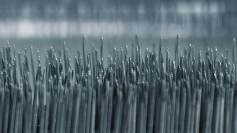 Weaving Loom At A Textile Factory, Closeup. Industrial Fabric Production Stock Footage 263430419