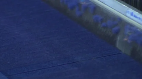 Weaving machine producing blue terry cloth Close up Stock Footage 78088750