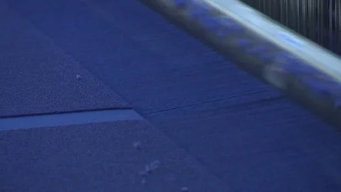 Weaving machine producing blue terry cloth Stock Footage 78088812