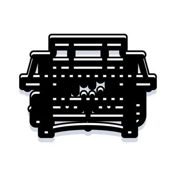 Weaving machine producing textile fabric black icon Stock Illustration