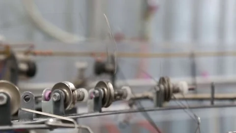 Weaving mill the thread on the machine blow up Stock Footage 77987646