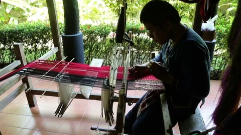 Weaving in Nan, Thailand. Stock Footage 77743571