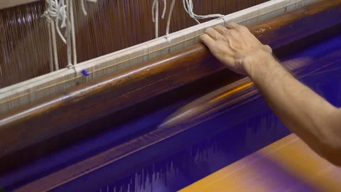 Weaving of Paithani saree using pure silk threads with gold thread. Stock Footage 101580804