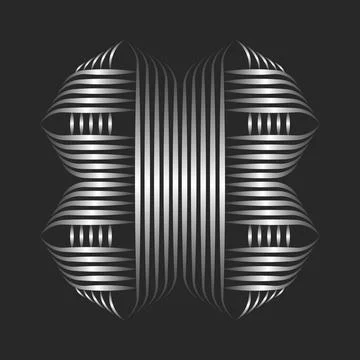 Weaving patterned logo square shape 3d effect, intertwined parallel thin li.. Stock Illustration