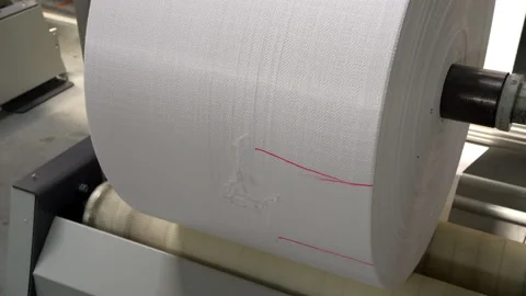 Weaving Plant For The Production Of Plastic Or Polypropylene Bags. Stock Footage 141237344