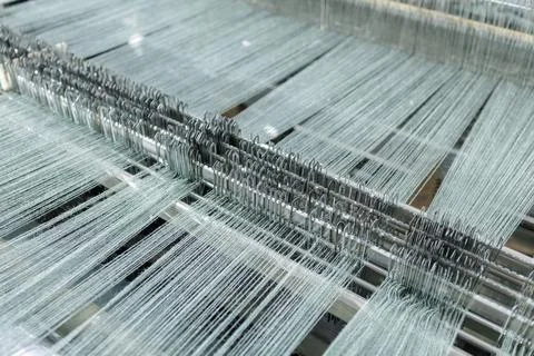 Weaving Process in Wool Production Factory with Spinning Machines Stock Photos