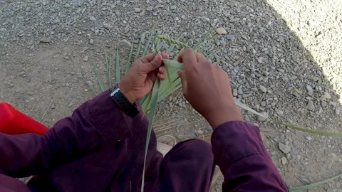 Weaving Rattan into Rope Stock Footage 274475668