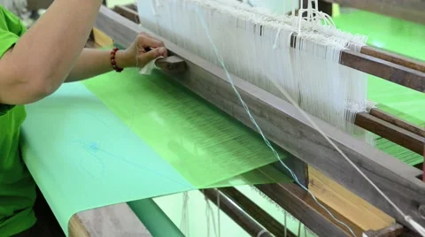 Weaving silk fabric Video stock 45531229