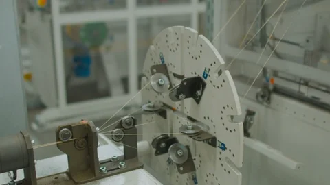 Weaving steel cable machine - Close up Stock Footage 97958618