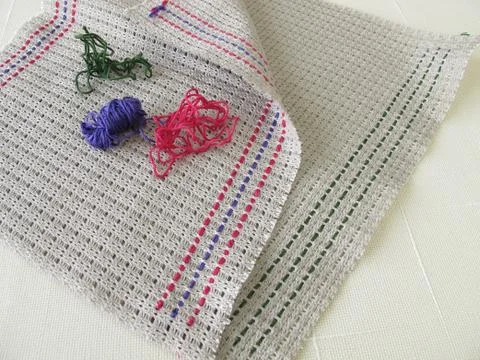 Weaving  stitches on canvas Stock Photos