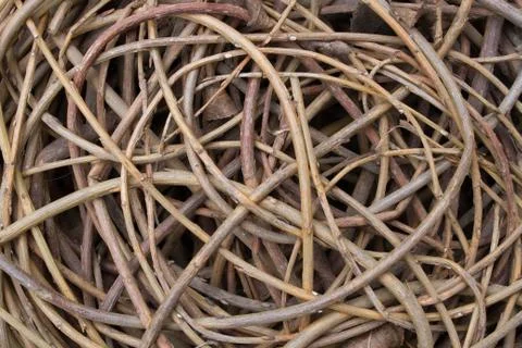 Weaving wicker willow twig background close up Stock Photos