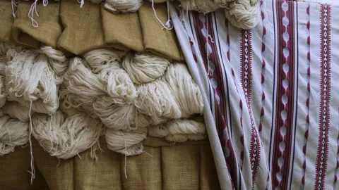 Weaving workshop in emirati heritage village.Traditional weaving techniques.. Stock Footage 308724626