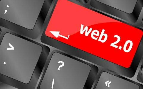 Web 2 0 rss or blog concept with internet computer key on keyboard Stock Illustration