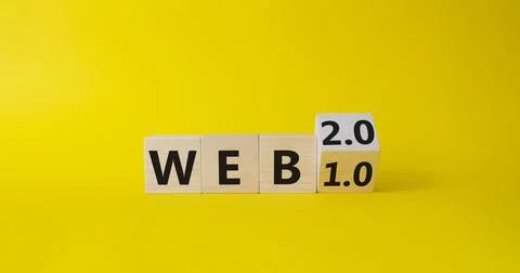 WEB 2 or 1 symbol. Turned wooden cubes with words WEB 1.0 or WEB 2.0. Beaut.. 写真素材