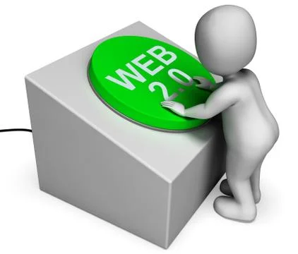 Web 2.0 button means website or model and platform Stock Illustration