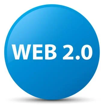 Web 2.0 cyan blue round button Stock Illustration