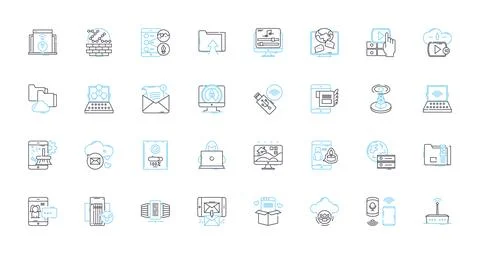 Web 20 linear icons set. Social, Collaborative, User-generated, Interactive Stock Illustration