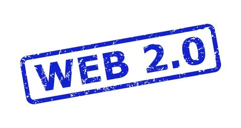 WEB 2.0 Stamp Seal with Corroded Style and Rounded Rect Frame Stock Illustration