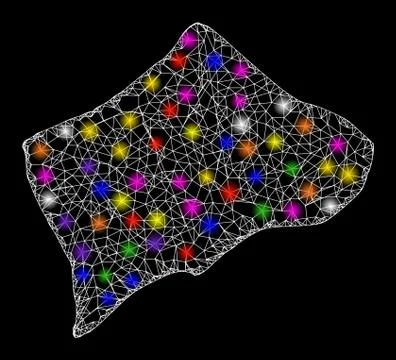 Web 2D Map of Small Inagua Island with Shiny Light Spots Stock Illustration