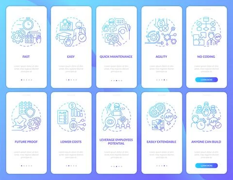 Web 3 0 blue gradient onboarding mobile app screen set イラスト素材