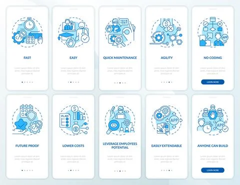 Web 3 0 blue onboarding mobile app screen set 스톡 일러스트
