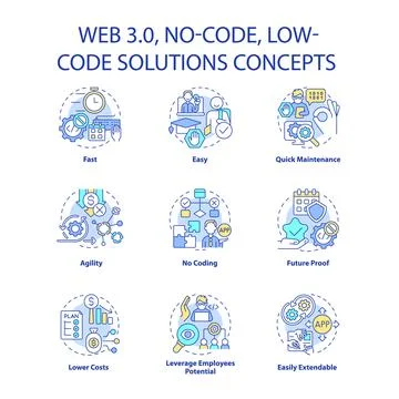 Web 3 0 concept icons set 스톡 일러스트