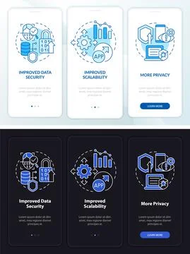 Web 3 0 night and day mode onboarding mobile app screen 스톡 일러스트