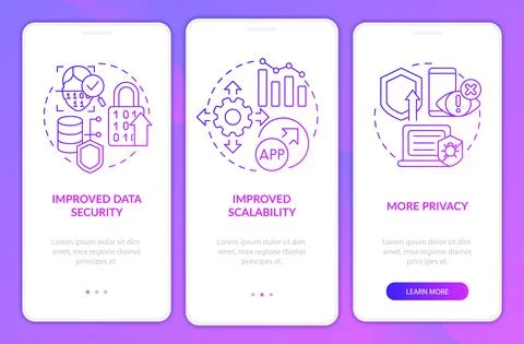 Web 3 0 purple gradient onboarding mobile app screen イラスト素材