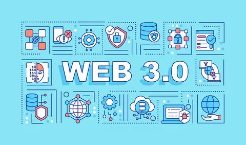 Web 3 0 word concepts turquoise banner イラスト素材