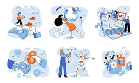 Web 3. Play to earn models in web3 ecosystem allow individuals to earn income Stock Illustration