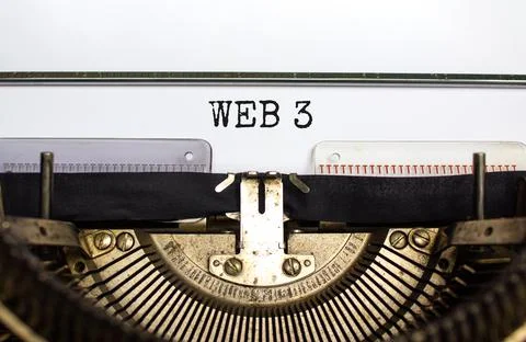 WEB 3 symbol. Concept words WEB 3 typed on retro typewriter. Beautiful white  写真素材