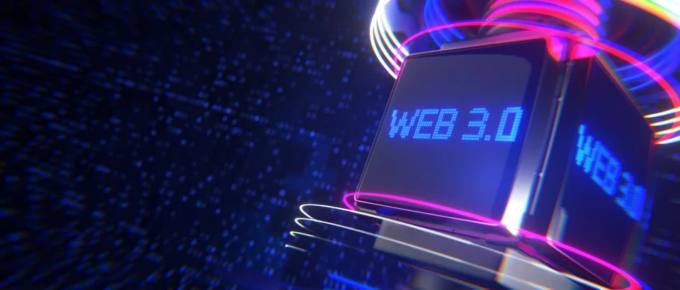 WEB 3 technology concept. WEB 3.0 Concept of decentralized internet. 3d rende 스톡 일러스트